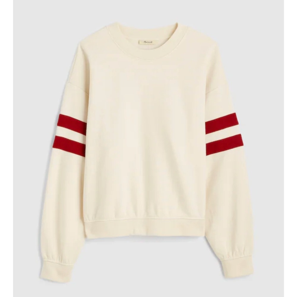 Madewell | NWT Crewneck Varsity Sweatshirt Vintage Ivory Red | Sz XS